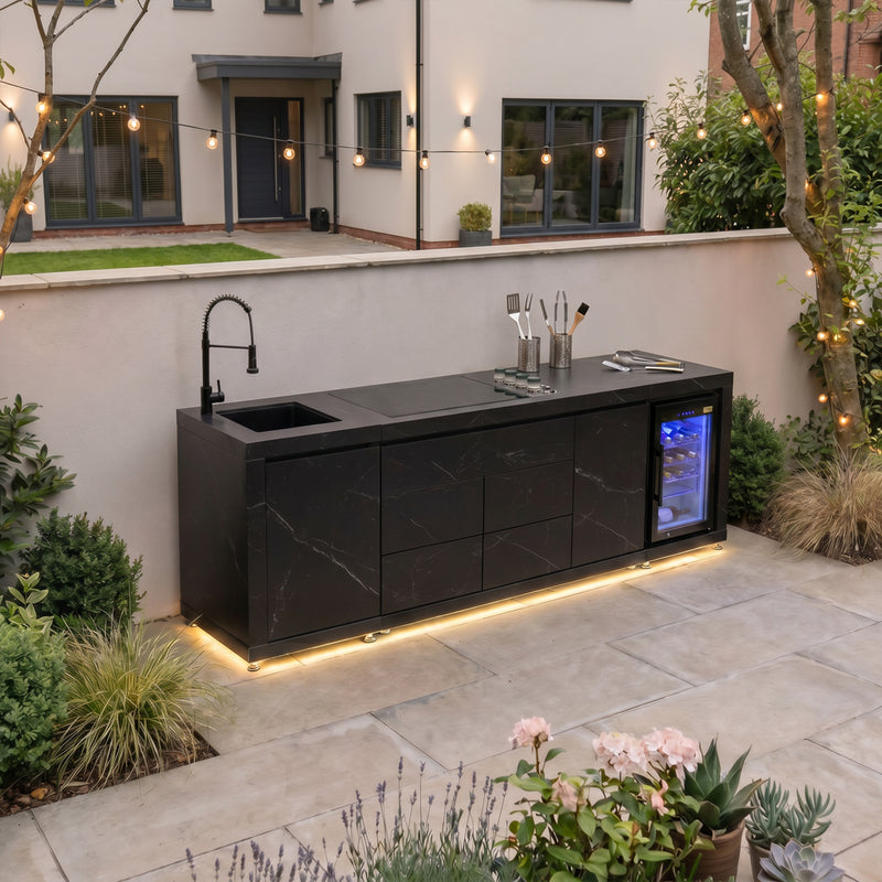 Draco Grills Horizon Sintered Stone Linear Outdoor Kitchen with 4 Burner Barbecue - Image 5