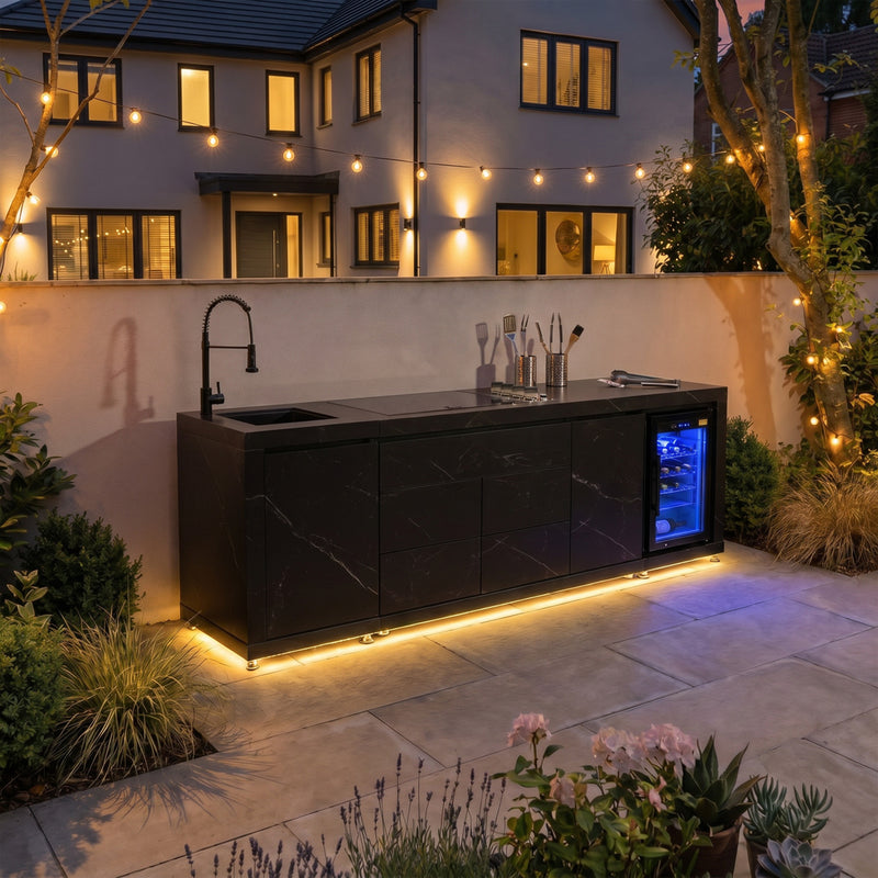Draco Grills Horizon Sintered Stone Linear Outdoor Kitchen with 4 Burner Barbecue - Image 6