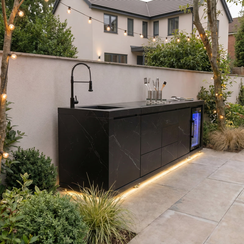 Draco Grills Horizon Sintered Stone Linear Outdoor Kitchen with 4 Burner Barbecue - Image 3