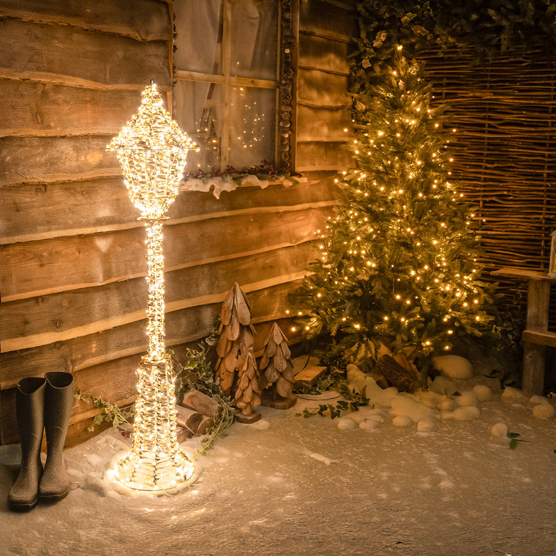 Pre-Lit Christmas Gold Laser Lit Lamp Post 150cm with 720 Warm White LED Micro-Lights - Image 2