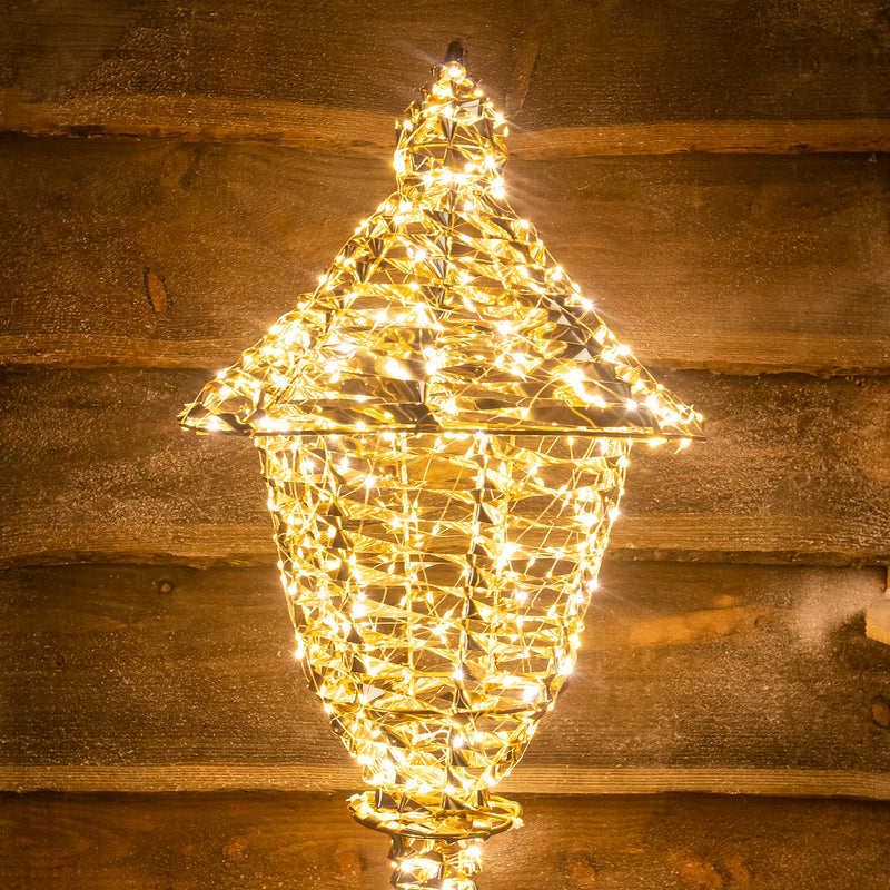 Pre-Lit Christmas Gold Laser 1.8m Lamp Post with Reindeer and Warm White LED Micro-Lights - Image 4