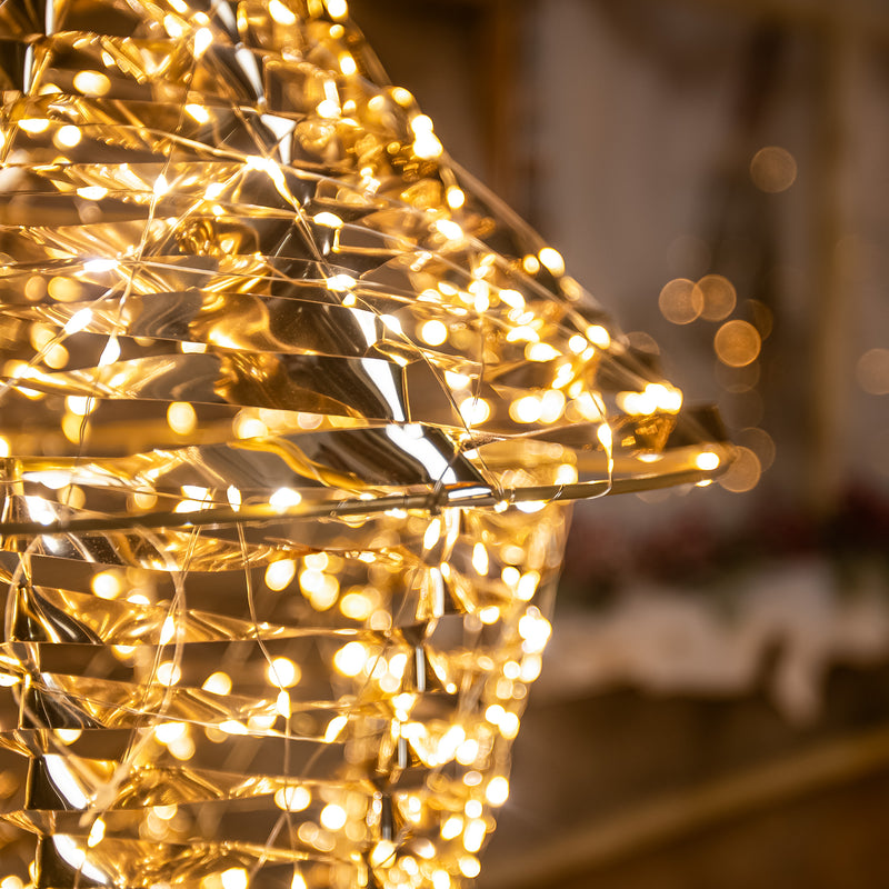 Pre-Lit Christmas Gold Laser Lit Lamp Post 230cm with 1900 Warm White LED Micro-Lights - Image 4