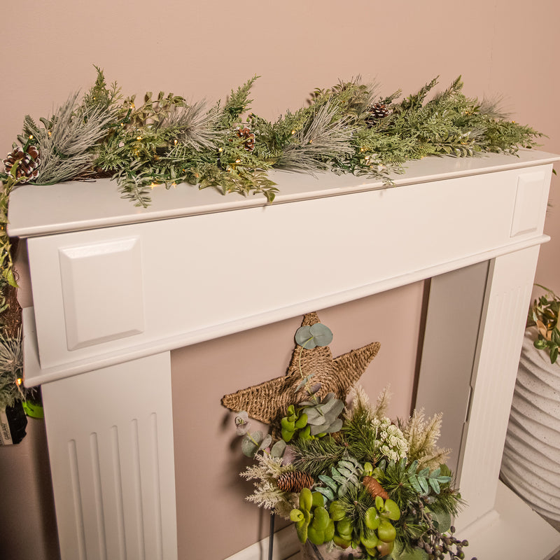 The Christmas Centre Arctic Forest 6ft (180cm) Prelit Christmas Garland with Warm White Battery Operated LED Lights - Image 4