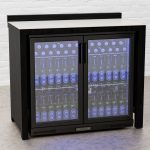Draco Grills Teak Carbon Line Black Double Fridge Cabinet with Ceramic Top