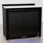 Draco Grills Teak Carbon Line Black Stainless Solid Double Fridge Cabinet with Ceramic Top