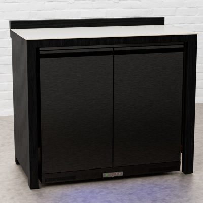 Draco Grills Teak Carbon Line Black Stainless Solid Double Fridge Cabinet with Ceramic Top