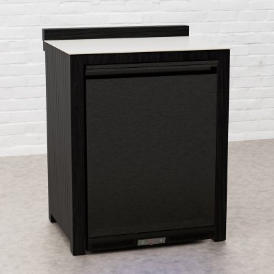 Draco Grills Teak Carbon Line Black Solid Stainless Single Fridge Cabinet with Ceramic Top