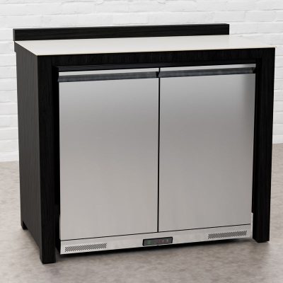 Draco Grills Teak Carbon Line Solid Stainless Steel Double Fridge Cabinet with Ceramic Top