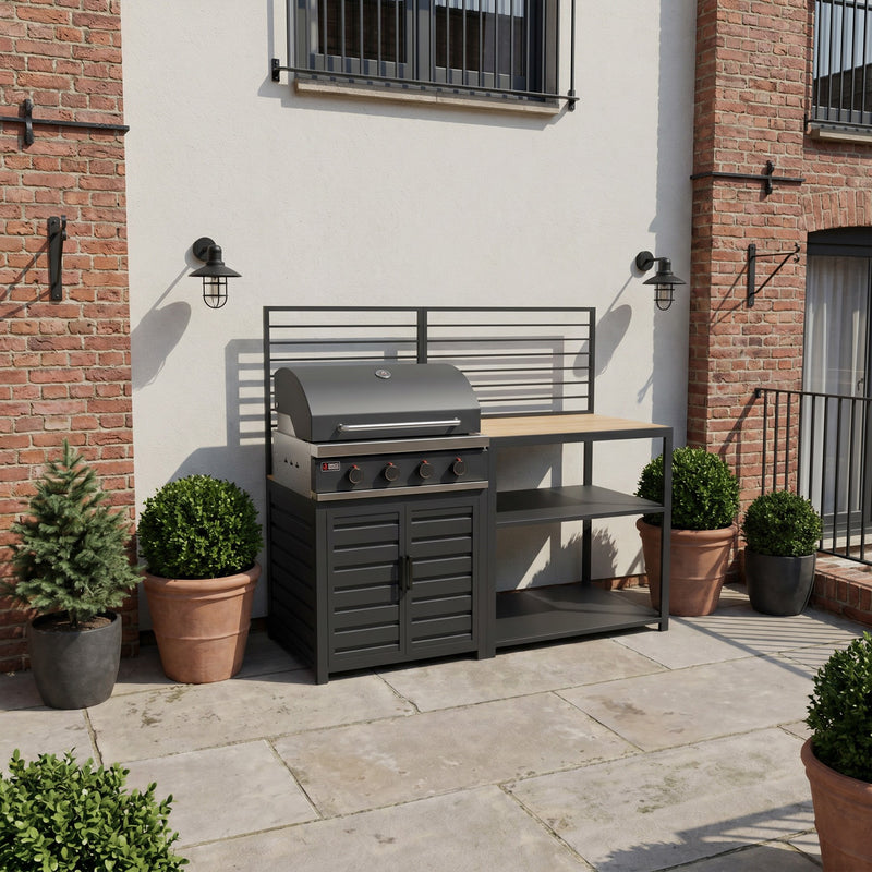 Draco Grills Scandic Modular 4 Burner Barbecue Cabinet with Double Shelf Unit - Image 6