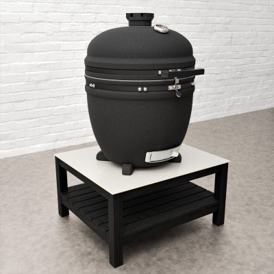 Draco Grills Teak Carbon Line Cabinet Table with Kamado Egg 22" (70cm)