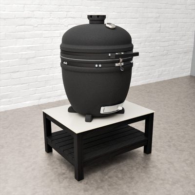 Draco Grills Teak Carbon Line Cabinet Table with Kamado Egg 22" (60cm)