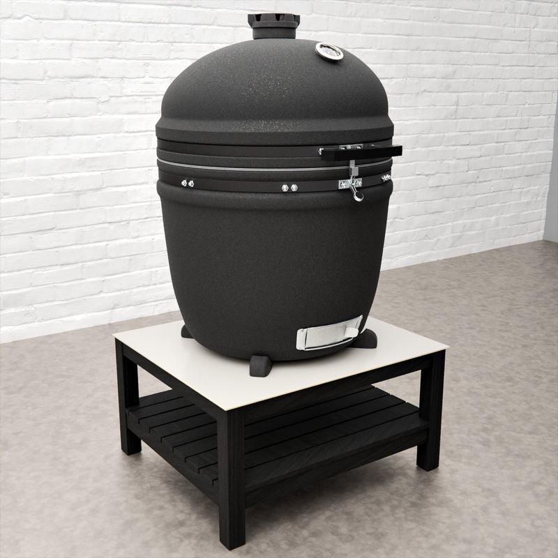 Draco Grills Teak Carbon Line Cabinet Table with Kamado Egg 27" (70cm)