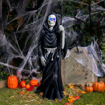 Halloween Grim Reaper 4ft Ornament with Scythe and Light Up Eyes