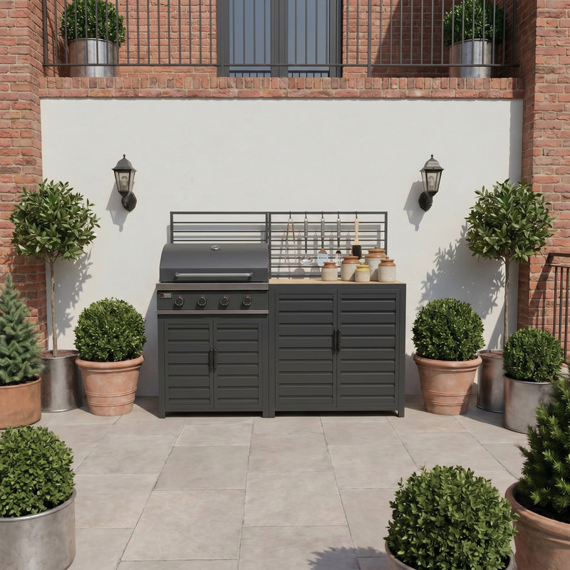 Draco Grills Scandic Modular 4 Burner Barbecue Cabinet with Double Cupboard - Image 4