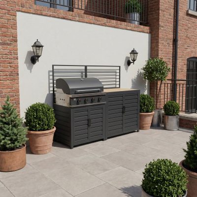 Draco Grills Scandic Modular 4 Burner Barbecue Cabinet with Double Cupboard