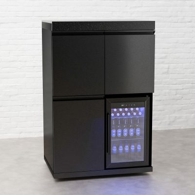 Draco Grills Outdoor Kitchen Black Stainless Steel Mid Height Single Fridge Cabinet