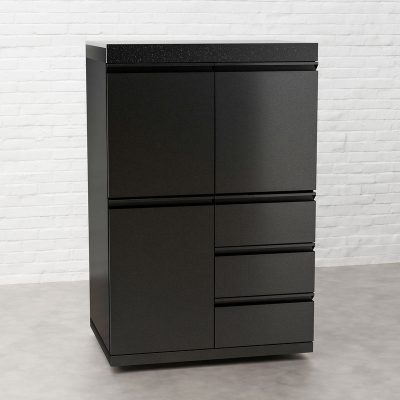 Draco Grills Outdoor Kitchen Black Stainless Steel Mid Height Double Door Cabinet