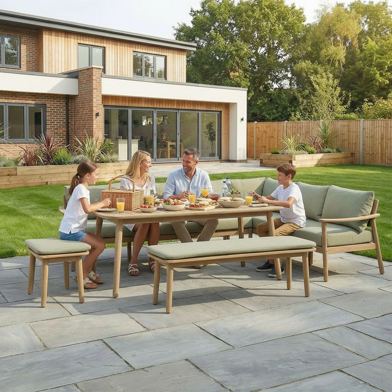 Bracken Outdoors Tetbury Acacia Wood and Rope Corner Sofa Casual Dining Garden Furniture Set - Image 2
