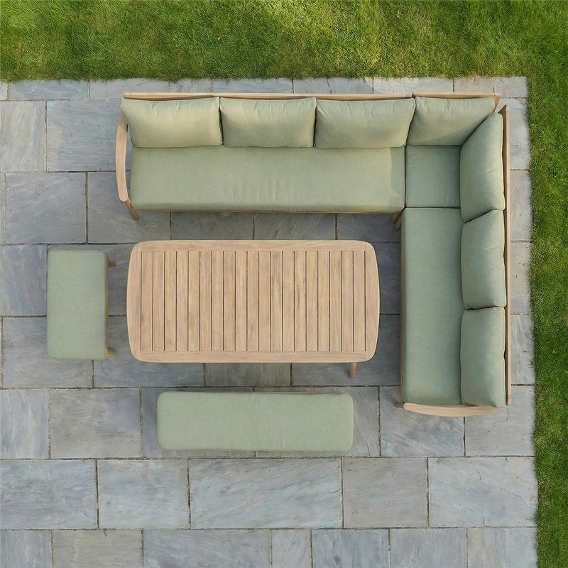 Bracken Outdoors Tetbury Acacia Wood and Rope Corner Sofa Casual Dining Garden Furniture Set - Image 3