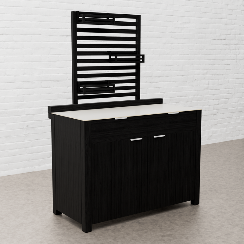Draco Grills Teak Carbon Line Modular Outdoor Kitchen Add on Slatted Shelf with Hook on Boxes - Image 3