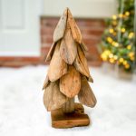 Natural Teak Wooden Christmas Tree - 30cm
