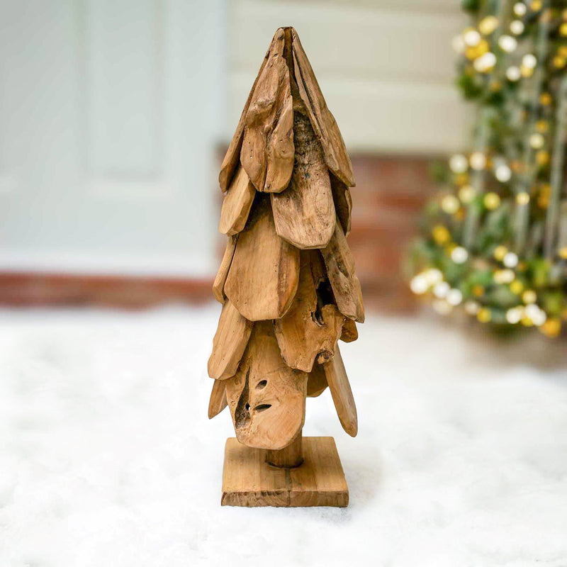 Natural Teak Wooden Christmas Tree - 60cm - Image 3